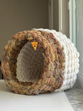Honest Pets® "Cozy Cave" Gehäkeltes Katzenhaus aus Chenille – Formstabil & Handgefertigt