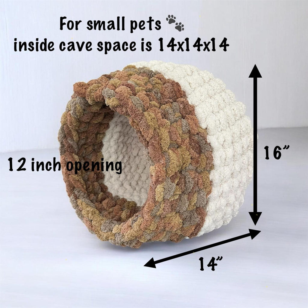 Honest Pets® "Cozy Cave" Gehäkeltes Katzenhaus aus Chenille – Formstabil & Handgefertigt