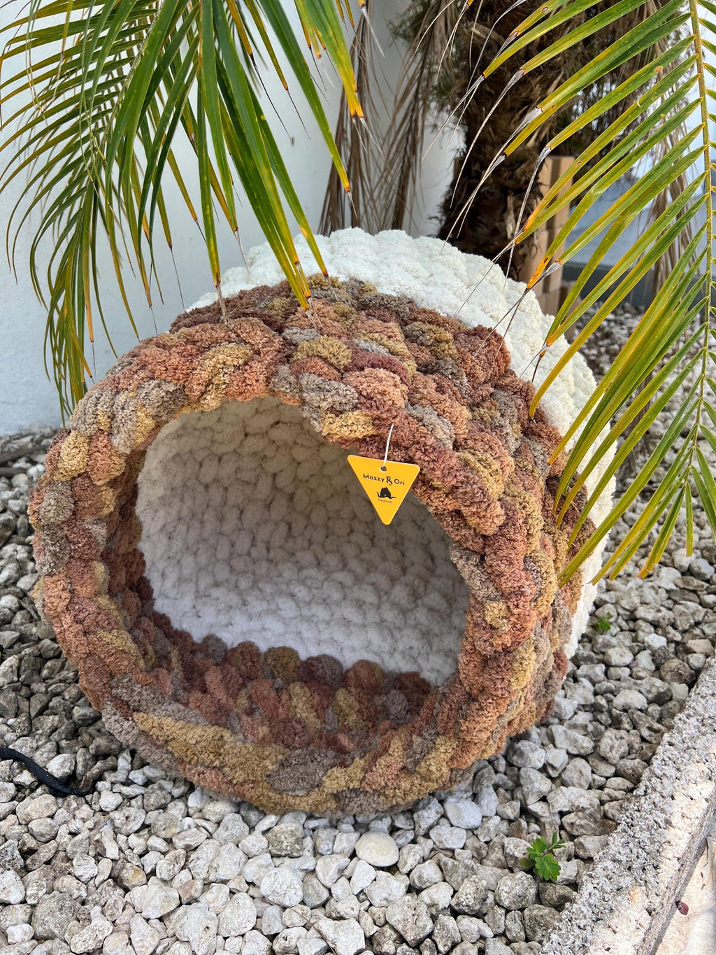 Honest Pets® "Cozy Cave" Gehäkeltes Katzenhaus aus Chenille – Formstabil & Handgefertigt
